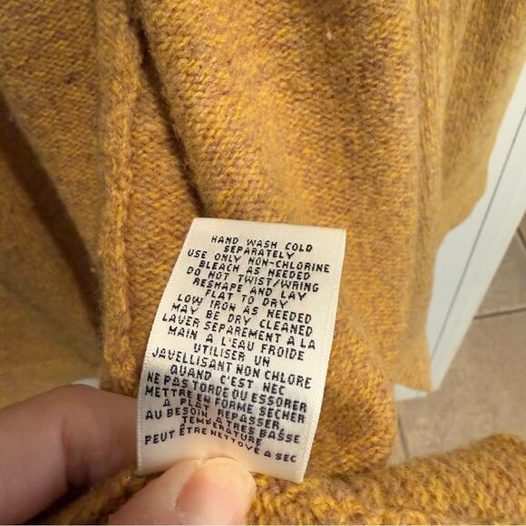 Anthropologie Meguro River Puff Sleeve Cardigan Mustard Yellow Wool Blend Large - Picture 3 of 8